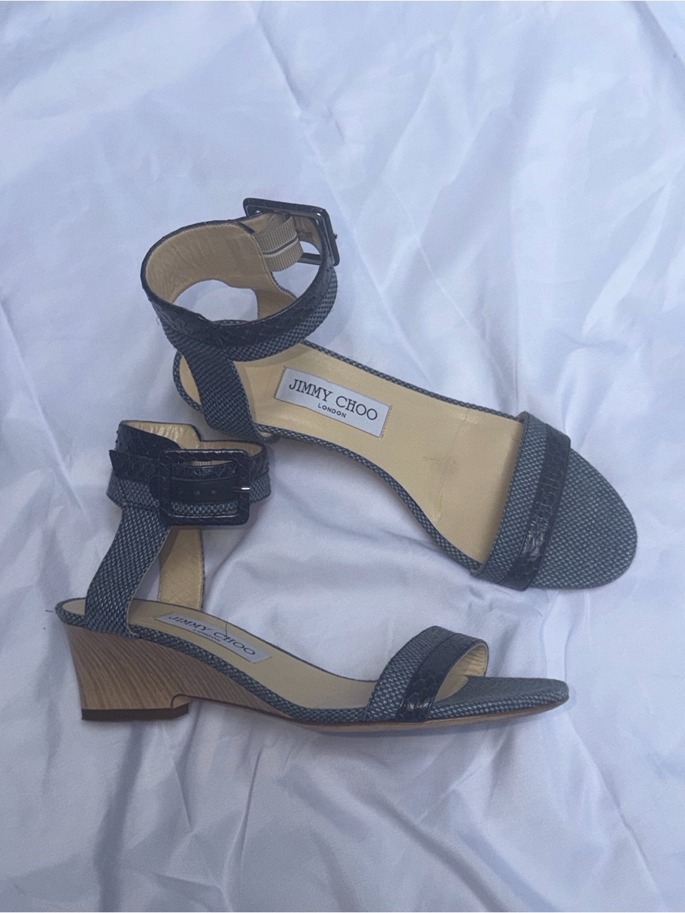 Jimmy Choo Ankle-Strap Low Heel Sandals